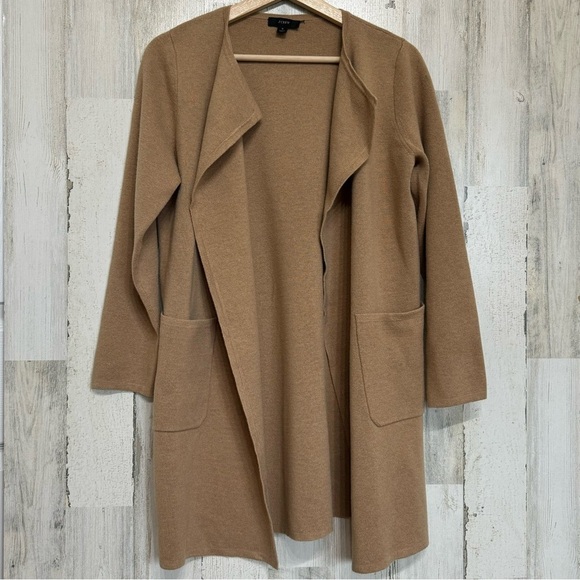 J. Crew Sophie Tan Blazer Jacket Sweater Open Front Merino Wool Blend Size S - Picture 4 of 12
